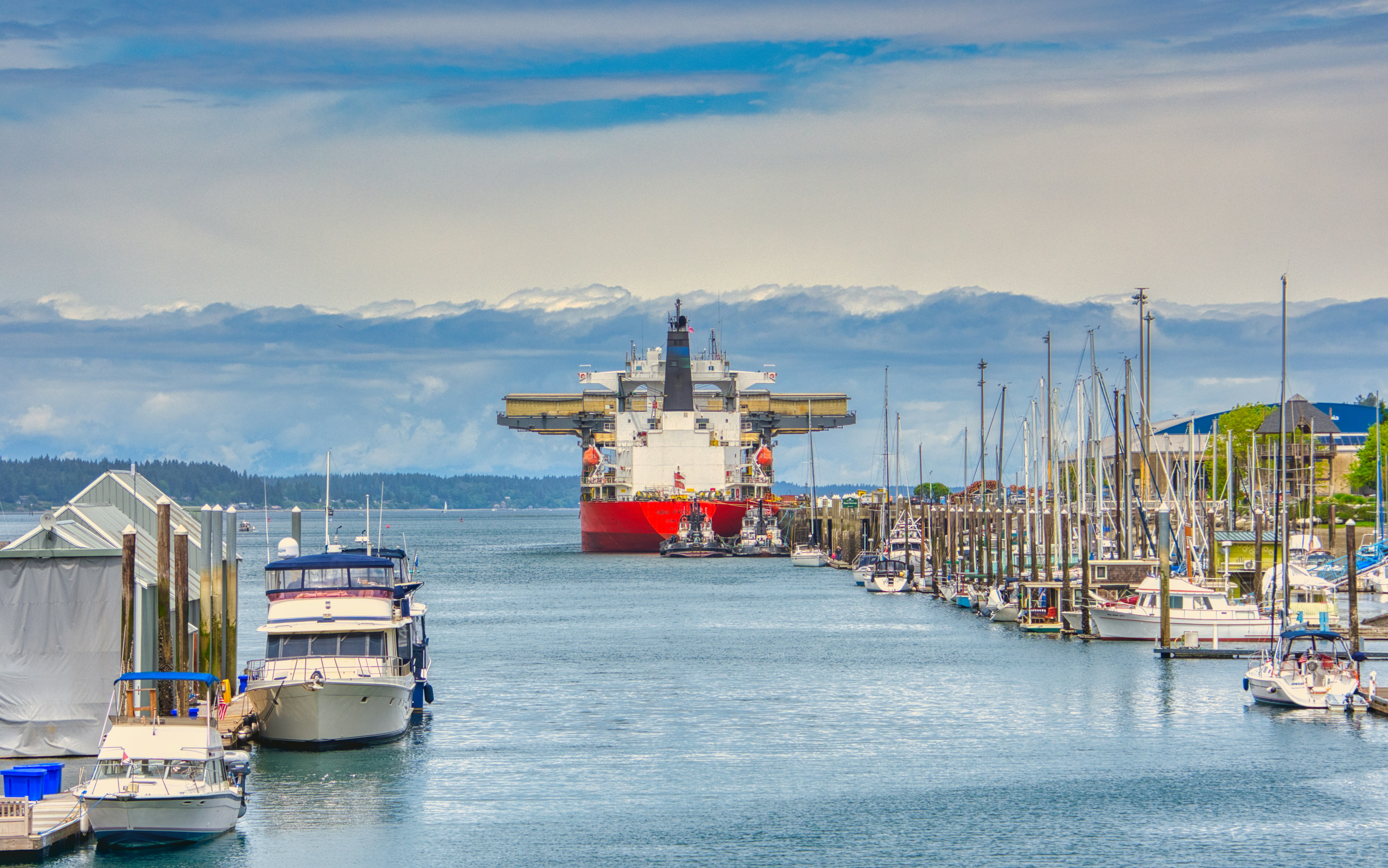 loading a cargo ship at the Port of Olympia